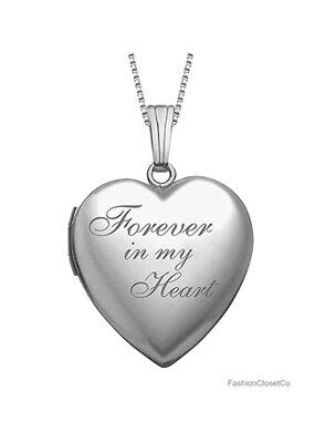 Personalized Forever In My Heart Locket Necklace Silver
